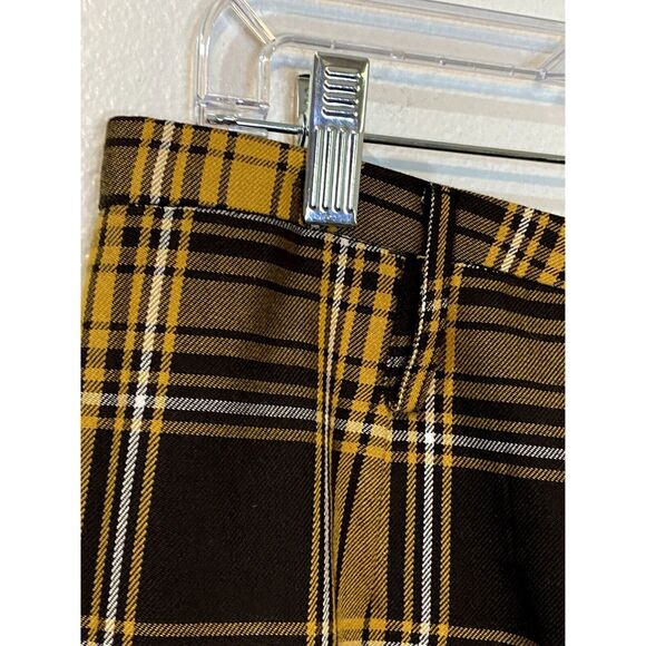 Cato Skirt Womens Size 10 Pencil Straight Plaid Offset Split Yellow Black - Picture 5 of 8